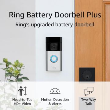 Ring - Battery Doorbell Plus Smart Wifi Video Doorbell - Satin Nickel