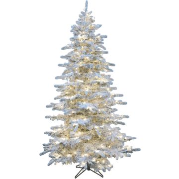 Christmas Time 6.5' Silverado Pine, Snowy Christmas Tree, Clear LED Lights, East Connect