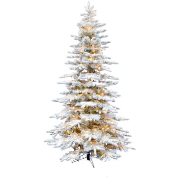 Christmas Time 6.5' White Pine, Snowy Christmas Tree, Clear Smart Lights, East Connect