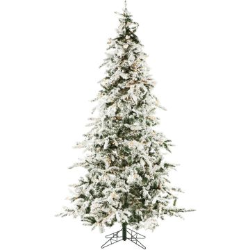 Christmas Time 7.5' White Pine, Snowy Christmas Tree, Clear LED Lights, East Connect