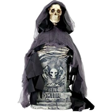 Haunted Hill Farm 3 ft. Touch-Activated Rising Reaper with Tombstone Halloween Accessory