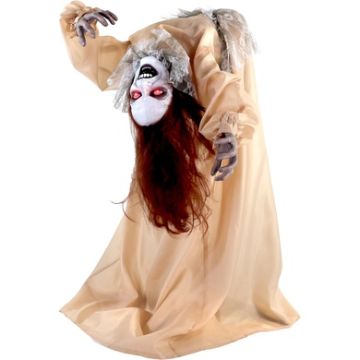 Haunted Hill Farm 3.4 ft. Touch-Activated Animated Possessed Backbend Lady Halloween Animatronic