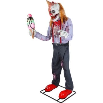 Haunted Hill Farm 6.9 ft. Motion-Activated I Scream Clown Halloween Animatronic by Tekky