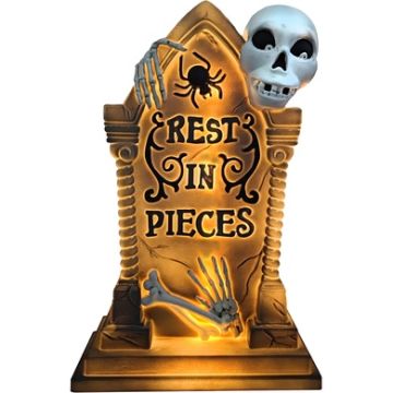 Haunted Hill Farm 25" Tombstone with Skeleton Blow Mold with Lights