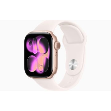 Apple Watch Series 11 GPS + Cellular 46mm Rose Gold Aluminum Case with Light Blush Sport Band - S/M