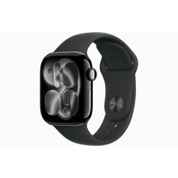 Apple Watch Series 11 GPS + Cellular 42mm Jet Black Aluminum Case with Black Sport Band - M/L