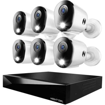 Night Owl - 12 Channel 2160p Security System with 2TB DVR - White