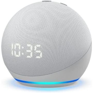 Amazon Echo Dot (4th Gen) | Smart speaker with clock and Alexa | Glacier White