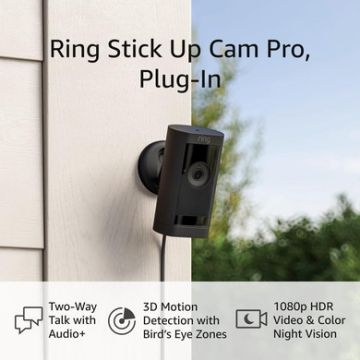 Stick Up Pro Plug in Indoor/Outdoor Smart Security Camera- Black