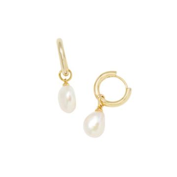 Kendra Scott Willa Pearl Huggie Earrings (Gold)