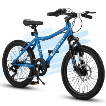 S20101 20" Kids' Bike, Boys Girls Mountain Bike Ages 8-12, 7 Speed Teenager Children Kids' Bicycles, Front Suspension Disc Brake Rear V-Brake, High Steel Frame-Blue
