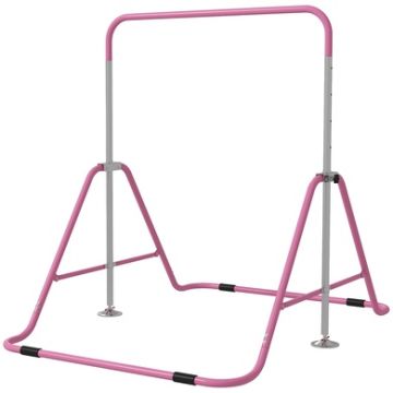 Backyard Co. Gymnastics Bar for Kids with Folding Design and Adjustable Height, Pink