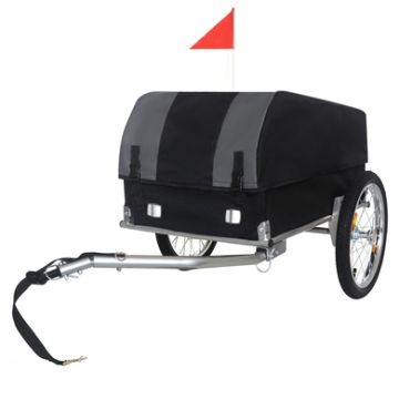 Yard & Hammer Foldable Bike Cargo Trailer with Removable Waterproof Cover and All-Terrain Wheels, Black