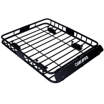 Motoring Rooftop Cargo Carrier Basket Steel 42" Universal Fit Roof Rack - Black