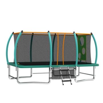 Outdoor Trampolines with Target Cloth, Storage Bag, Ladder, Football and Pump, Green
