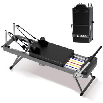Backyard Co. Metal Pilates Reformer with Adjustable Resistance System and Aerobic Rebounder, Black