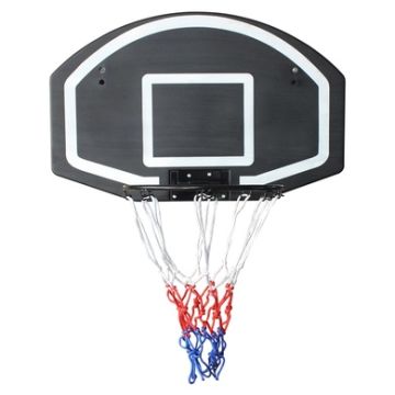 Backyard Co. Metal Wall-Mounted Basketball Hoop with Round Corner Backboard and Tear-Resistant Net, Black