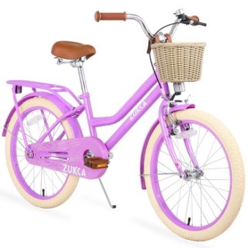 Backyard Co. Outdoor Girls Bike with Woven Basket and Adjustable Saddle, Purple