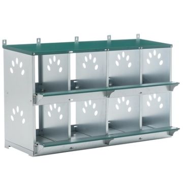 Metal Chicken Nesting Box with 8 Holes and Ventilation, Green