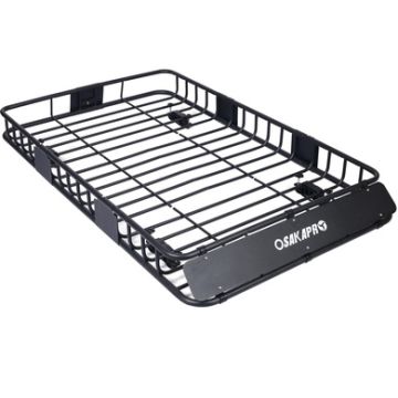 Rooftop Cargo Carrier Basket Universal Fit 64" Steel With Wind Fairing - Black