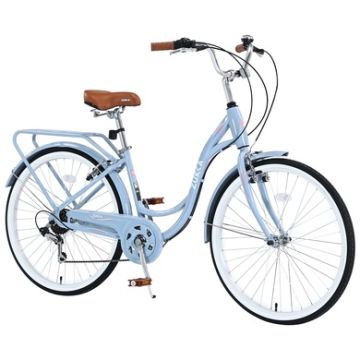 24" Ladies Bike with Shimano 7-Speed and Double V Brakes, Blue