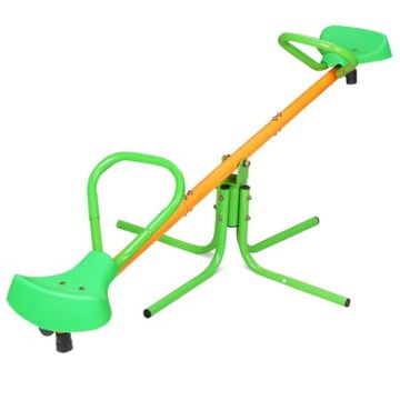 Backyard Co Outdoor Metal Kids Seesaw with 360 Degree Rotation and Easy-Grip Handles, Green