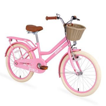 Backyard Co. Outdoor Girls Bike with Woven Basket and Adjustable Saddle, Light Pink 
