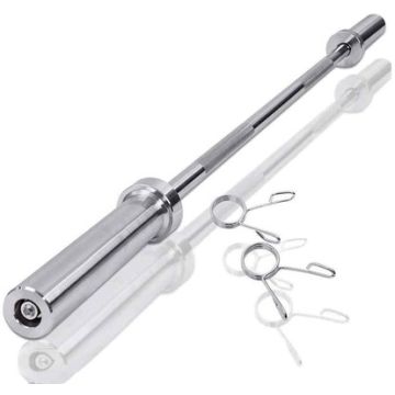 Stainless Steel Barbell Bar with Diamond Knurled Handles for Secure Grip, Anti-Slip Properties, Silver