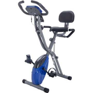 Backyard Co. Folding Exercise Bike with 16-Level Adjustable Resistance, LCD Display and Transportation Wheels, Blue