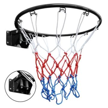 18" Steel Basketball Rim with Dual-Spring and Weather-Resistant Net, Black
