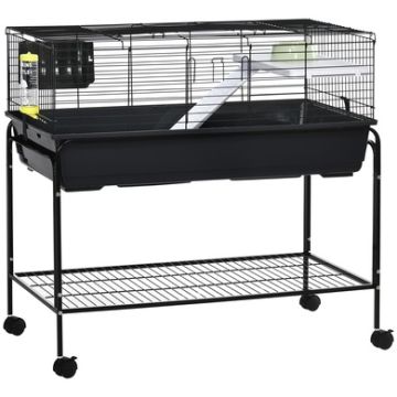 Backyard Co. Detachable Pet Cage with Bottom Shelf and Wheels, Black and Gray