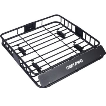 Rooftop Cargo Carrier Basket Motoring Roof Rack, Top Mount Roof Rack Steel - Black