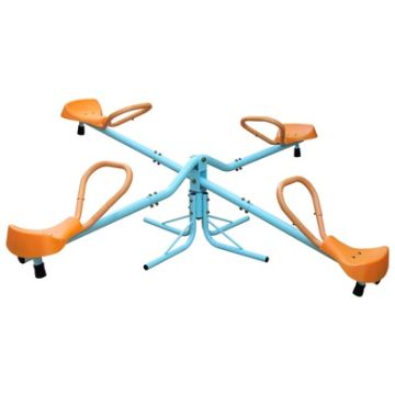 Backyard Co Outdoor Kids Spinning Seesaw with Grip Handles and Comfortable Seats, Multicolor