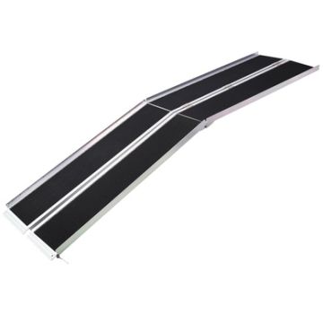Portable Foldable 8Ft Wheelchair Ramp Non Skid Aluminium 600Lb Capacity 2 Piece Design - Silver