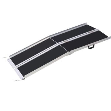 Portable Aluminium Wheelchair Ramp 4Ft With Non Skid Surface 2 Pieces 600 Pound Capacity - Silver