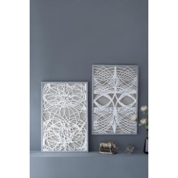 Leaf Shadow Box Wall Decor (Set of 2) - White / Gray
