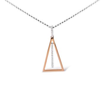 14K Rose and White Gold 1/8 Diamond Windchime 18" Pendant Necklace (G-H Color, SI1-SI2 Clarity)