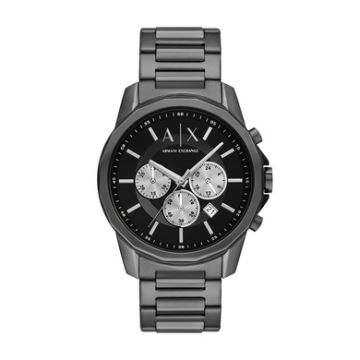 Armani Exchange Mens Banks Chronograph Black Ion-Plated Stainless Steel Watch Black Dial