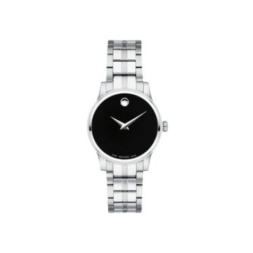Ladies' Corporate Exclusive Silver-Tone Stainless Steel Watch Black Dial