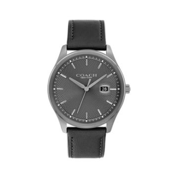 Mens Oliver Gray & Black Leather Strap Watch Gray Dial