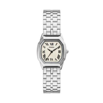 Ladies Harlow Silver-Tone Stainless Steel Octagon Watch Cream Dial