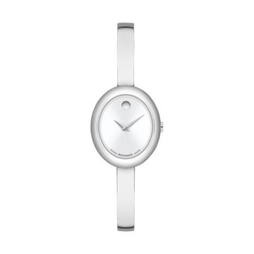 Ladies Museum Bangle Silver-Tone Stainless Steel Watch Silver Dial