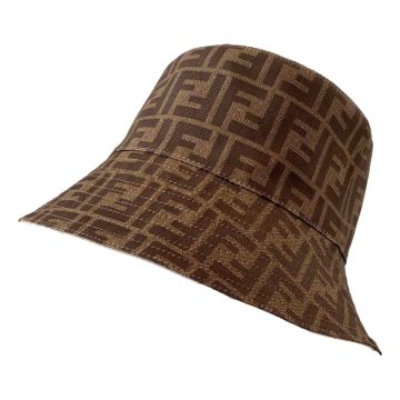 Fendi Zucca Brown Woven Fabric Bucket Hat Small