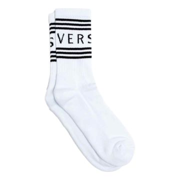 Versace White Black 90s Style Vintage Logo Tube Socks Small