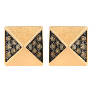 14K Rose Gold 1/4 Cttw Brown Diamond Pyramid Stud Earring (Brown Color, SI1-SI2 Clarity)
