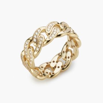 The Iced Cuban Link Ring  Size 10- 14k Gold over Silver