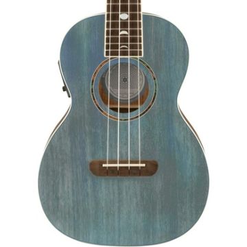 Fender Dhani Harrison Acoustic Electric Ukulele. Walnut Fingerboard, Turquoise