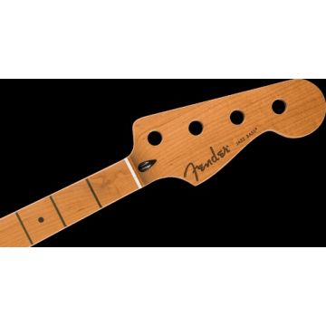 Fender Satin Roasted Maple Jazz Bass Neck, 20 Jumbo Frets, 12", Maple, Flat Oval Shape
