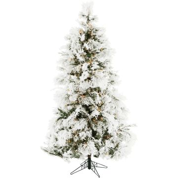 Christmas Time 6.5' Frosted Fir, Snowy Christmas Tree, Clear LED Lights, Easy Connect