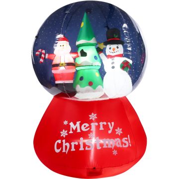 Fraser Hill Farm 6-Ft. Tall Prelit Santa and Snowman Snow Globe Inflatable